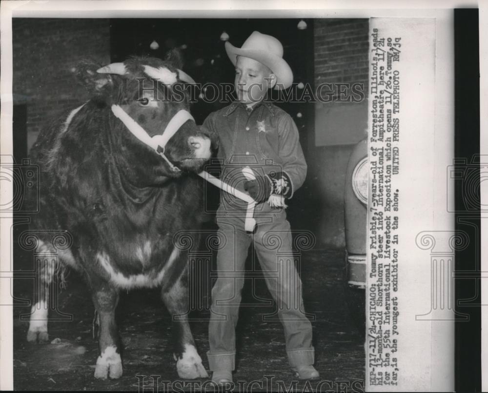 Press Photo 1954 Youngest cattleman in Chicago show - nec25384 - Historic Images