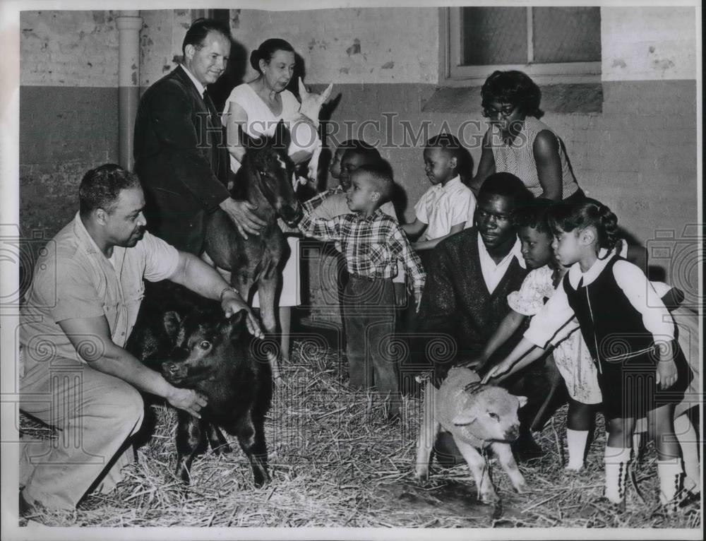 1966 Press Photo A. Benesch Students Pet Farm Animals - Historic Images