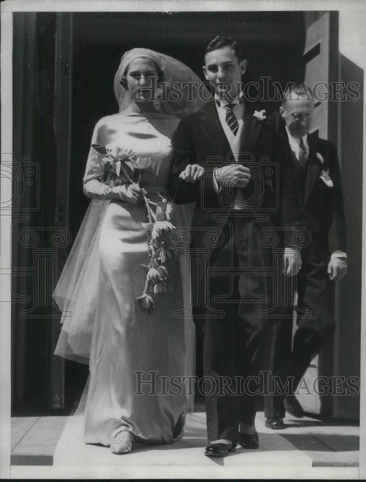 1934 Press Photo John Blunt De Mille marries Louise Antoi - nec24259 - Historic Images
