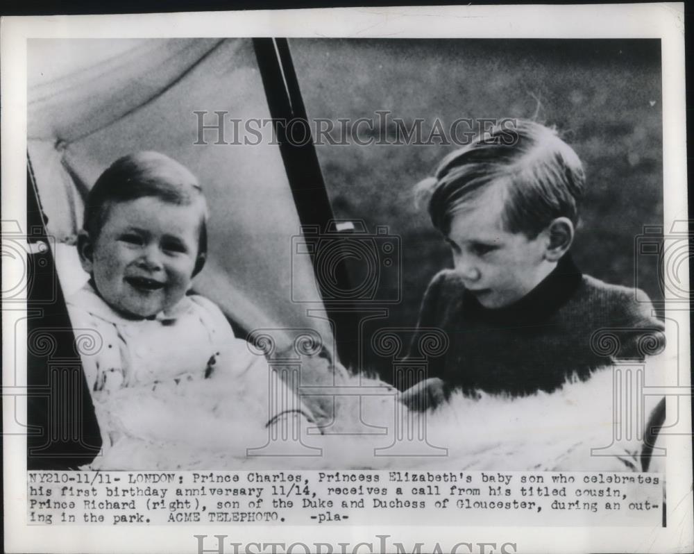 1949 Press Photo Prince Charles celebrates first birthday cousin Prince Richard - Historic Images