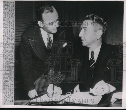 1947 Press Photo Atty General Tom Clark & Asst Atty General John F Sonnet - Historic Images