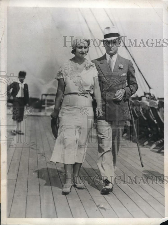 1932 Press Photo Mr & Mrs Philip Gerton aboard the SS Monach at Bermuda - Historic Images