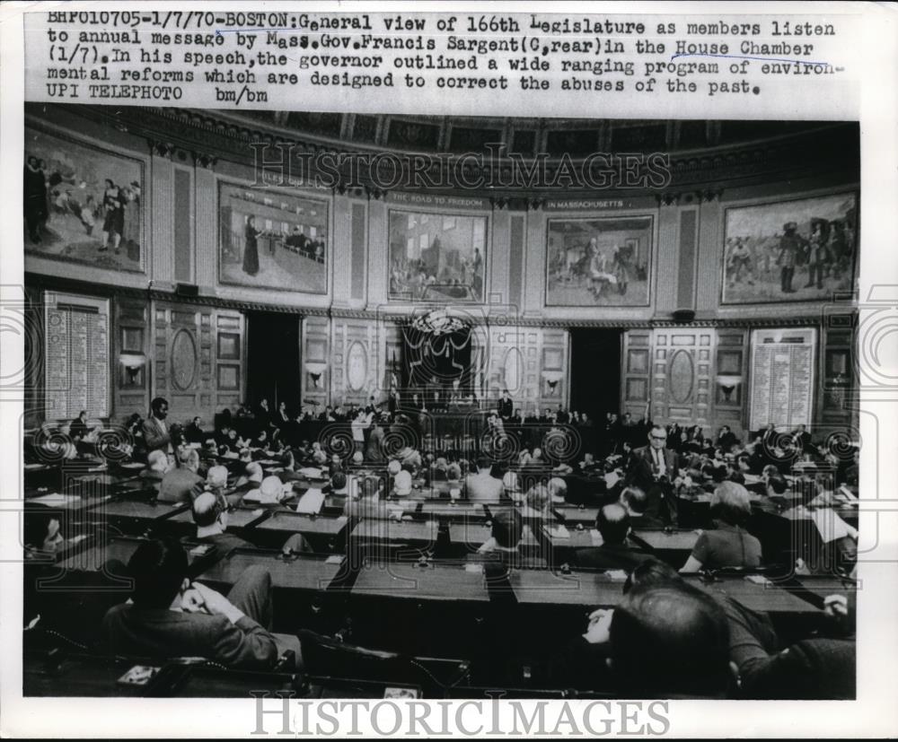 1970 Press Photo Boston 166th legislature &amp; Mass Gov F Sargent - nec39208 - Historic Images