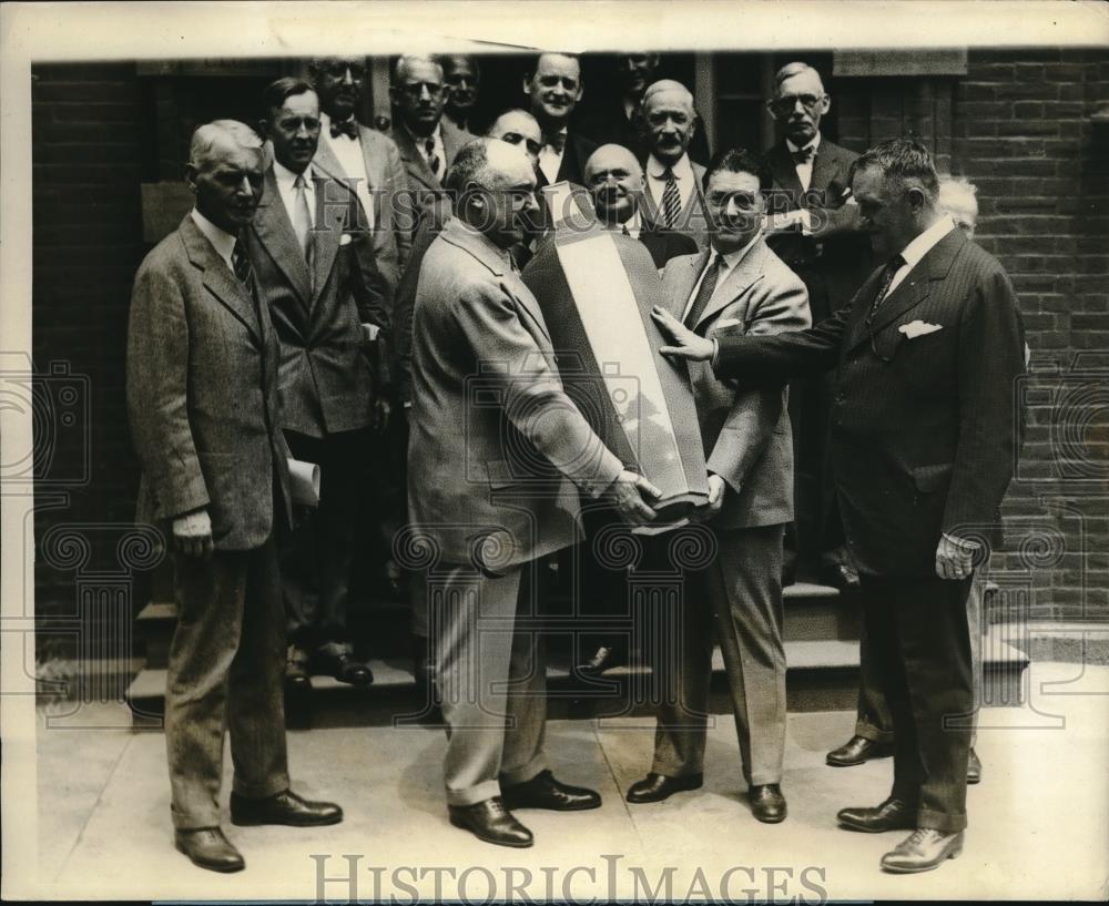 1928 Press Photo French Press Honor Ben Franklin, Wheelock, Knecht, Renier Jr. - Historic Images