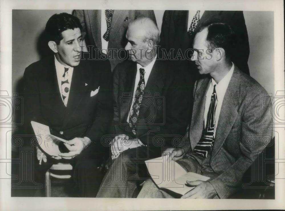 1949 Press Photo Dr. Otis Brubaker &amp; Phillip Murray of USW, CIO Robert Nathan - Historic Images