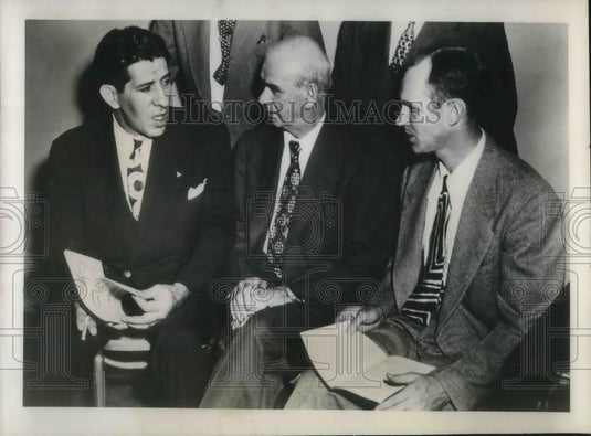 1949 Press Photo Dr. Otis Brubaker & Phillip Murray of USW, CIO Robert Nathan - Historic Images