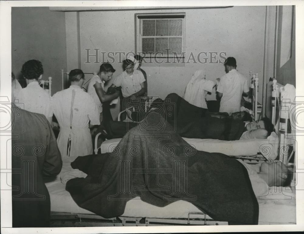 1947 Press Photo GE Plant Workers Hospitalized After Poisonous Dinner - Historic Images