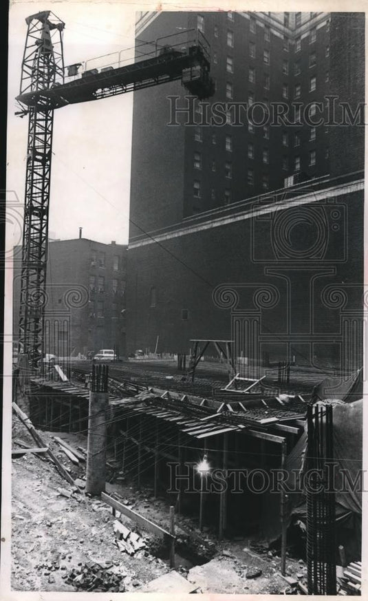 1964 Press Photo Parking garage in Cleveland, Ohio being constructed - nec34103 - Historic Images