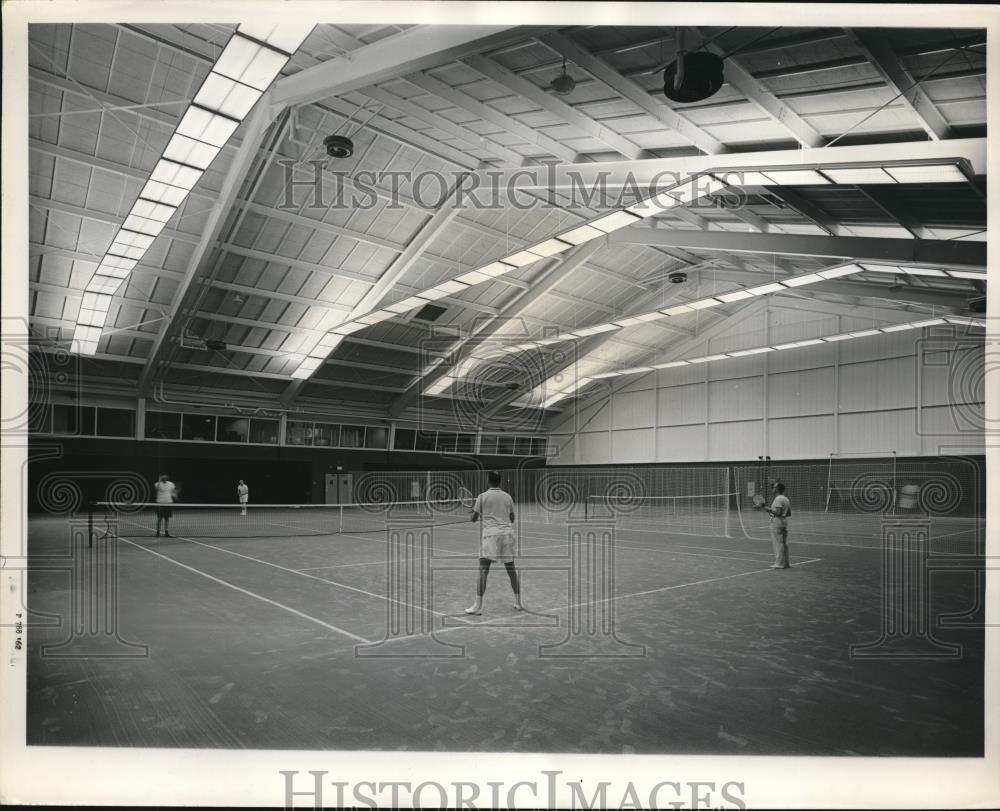 1963 Press Photo Foursome Play Tennis Match At New Indoor Tennis Court - Historic Images