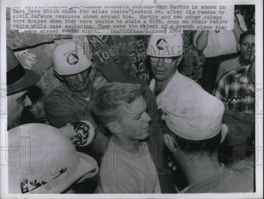 1962 Press Photo College students rescued. Hugh Martin. cave. - nec29470 - Historic Images