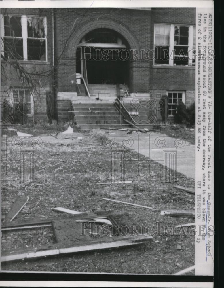 1958 Press Photo Osage Jr. High School after two simultaneous explosions - Historic Images