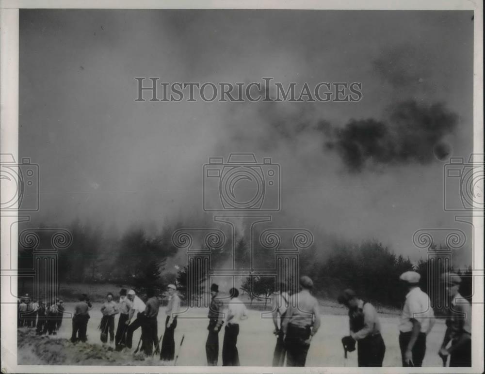 1936 Press Photo Forest Fire that swept Wisconsin Pine Woods - nec27848 - Historic Images