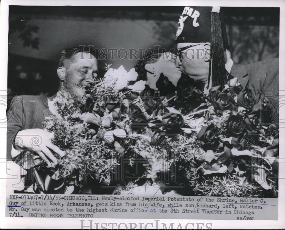 1955 Press Photo Imperial Potentate of the Shrine, Walter Guy with his wife - Historic Images