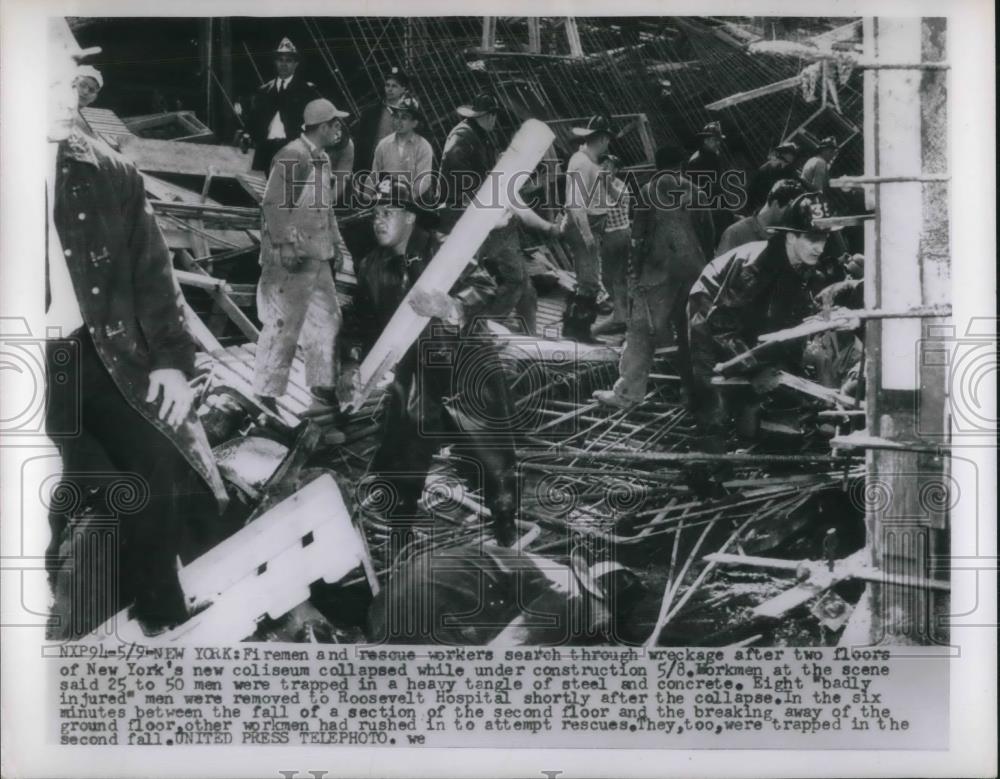 1955 Press Photo Fireman and Rescue Workers New Yorks Coliseum - nec38069 - Historic Images