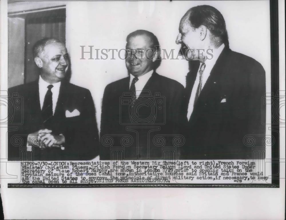 1956 Press Photo Representatives of Western Big Three in London for Suez Canal - Historic Images