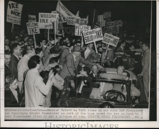 1952 Press Photo Cinncinati, Ohio Sen Rbt A Taft & GOP candidate Eisenhower - Historic Images