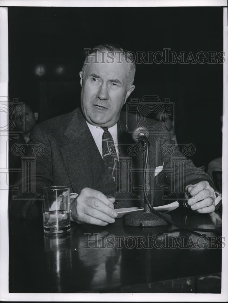 1957 Press Photo Mr Spruille Braden answers question for Senate - nec32839 - Historic Images