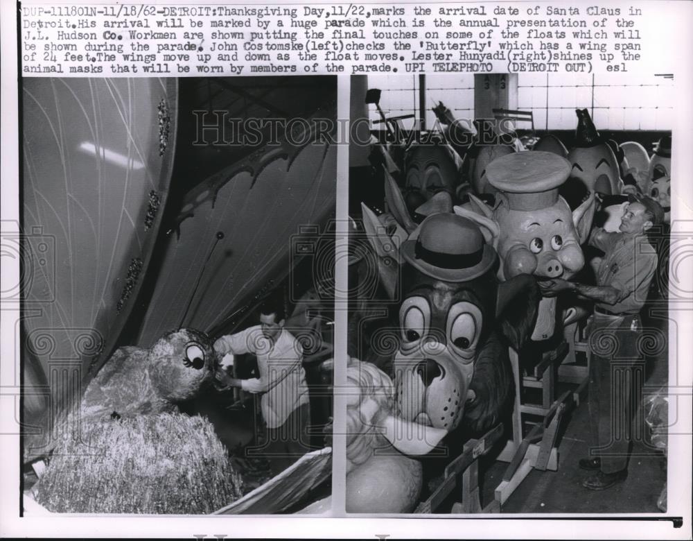 1962 Press Photo Annual parade, Detroit, MI. J.L. Hudson Co. workmen. - Historic Images