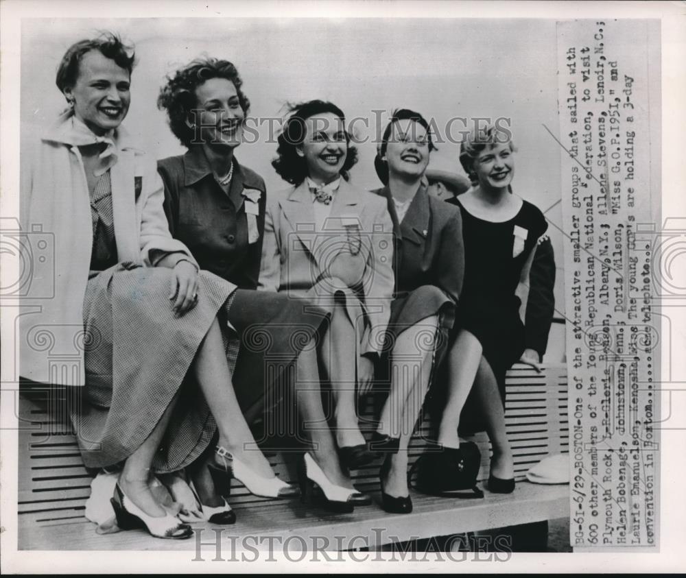 1951 Press Photo A group of Boston women sail to Plymouth rock - nec33070 - Historic Images