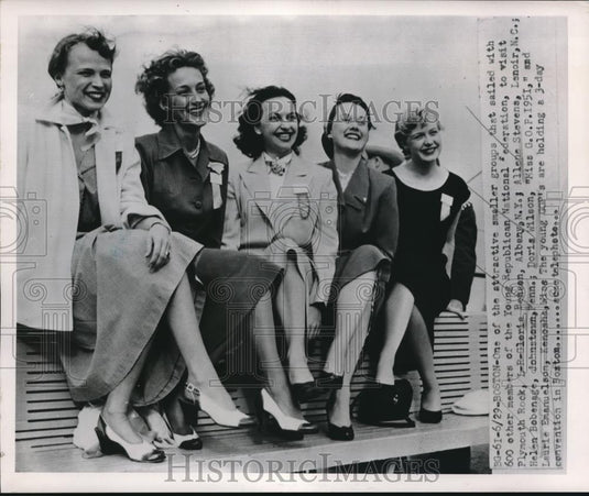 1951 Press Photo A group of Boston women sail to Plymouth rock - nec33070 - Historic Images