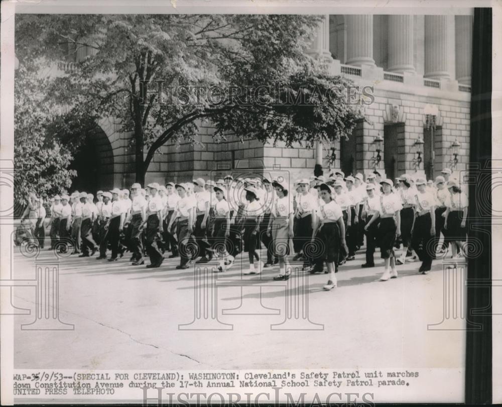 1953 Press Photo Cleveland&#39;s Safety Patrol Parade - Historic Images