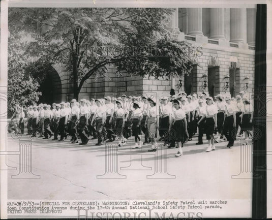1953 Press Photo Cleveland's Safety Patrol Parade - Historic Images