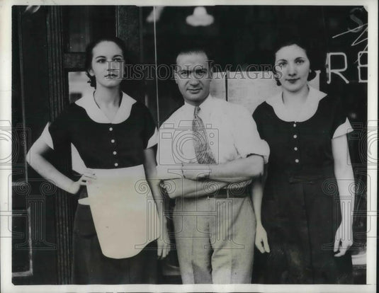 1934 Press Photo Anna Gasparon, Louis Ellis, anna Adams, Phial.Pa cafe - Historic Images