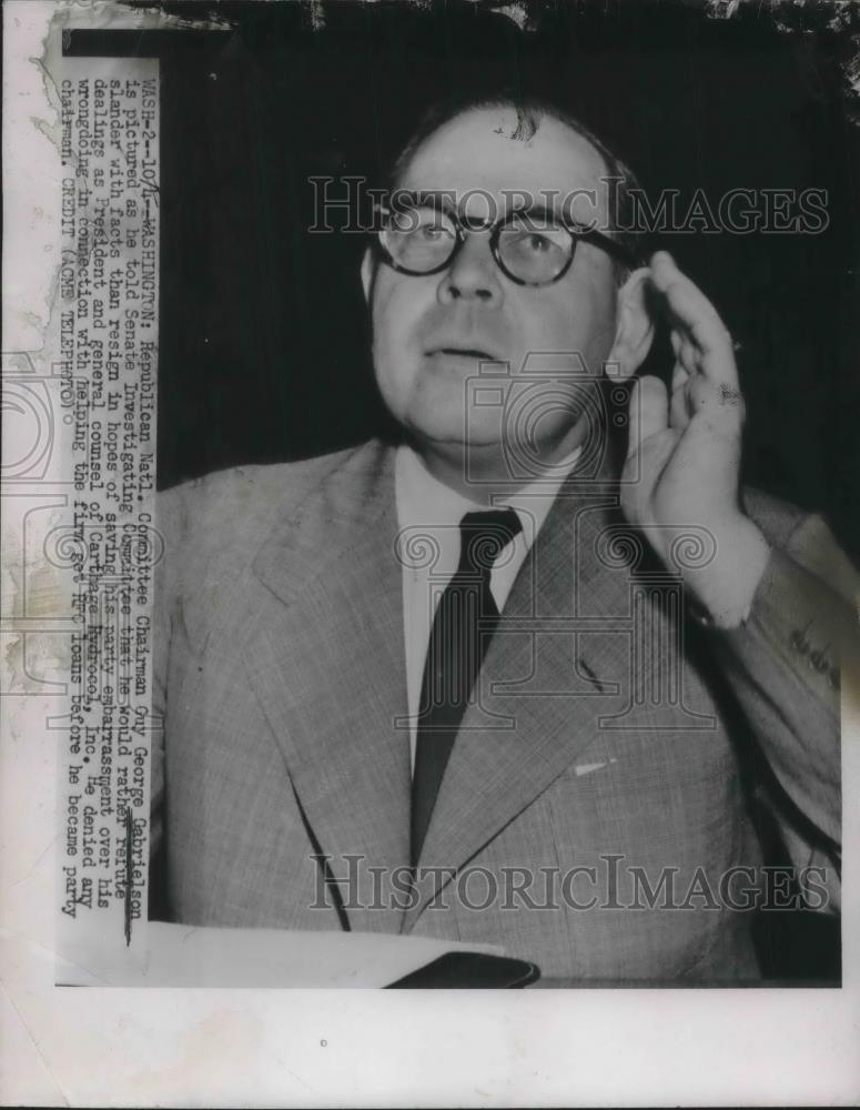 1957 Press Photo D.C. Republican Natl Chairman, George Gabrielson - Historic Images