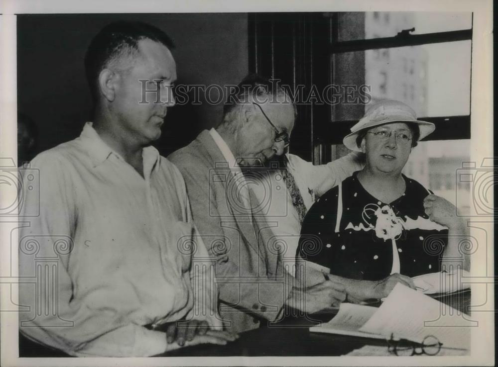 1935 Press Photo Fred Reece in trial with robbery of First National Bank - Historic Images