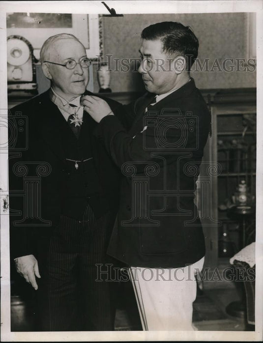 1937 Press Photo LA, Calif, T Hori of Japan & Dr James Scherer - Historic Images