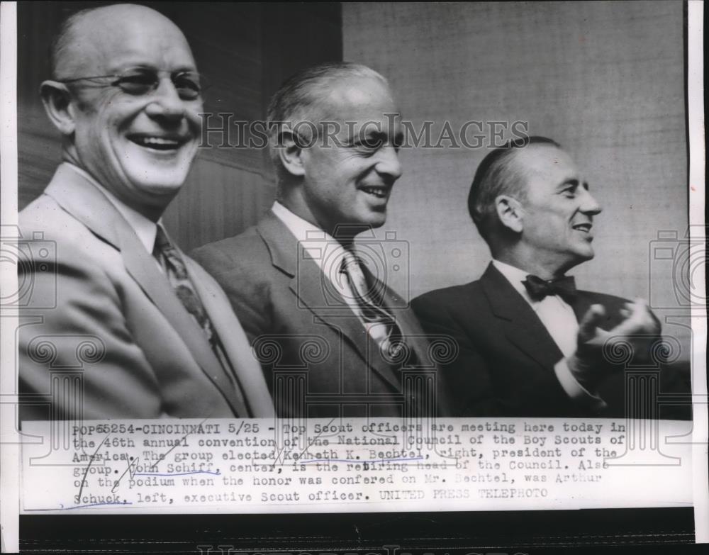 1956 Press Photo Cinncinati, Ohio Natl Council of Boy Scouts, KK Bechtel,J Schif - Historic Images