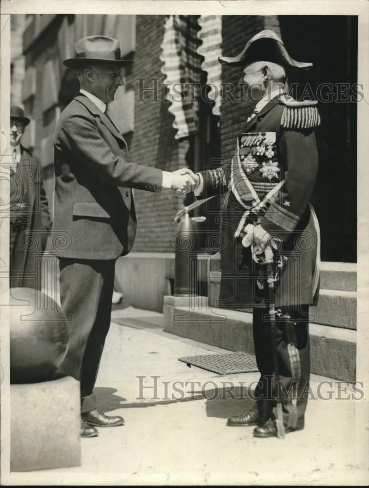 1929 Press Photo Navy Sec Charles F Adams &amp; Adm Andrews at Charleston Navy yard - Historic Images