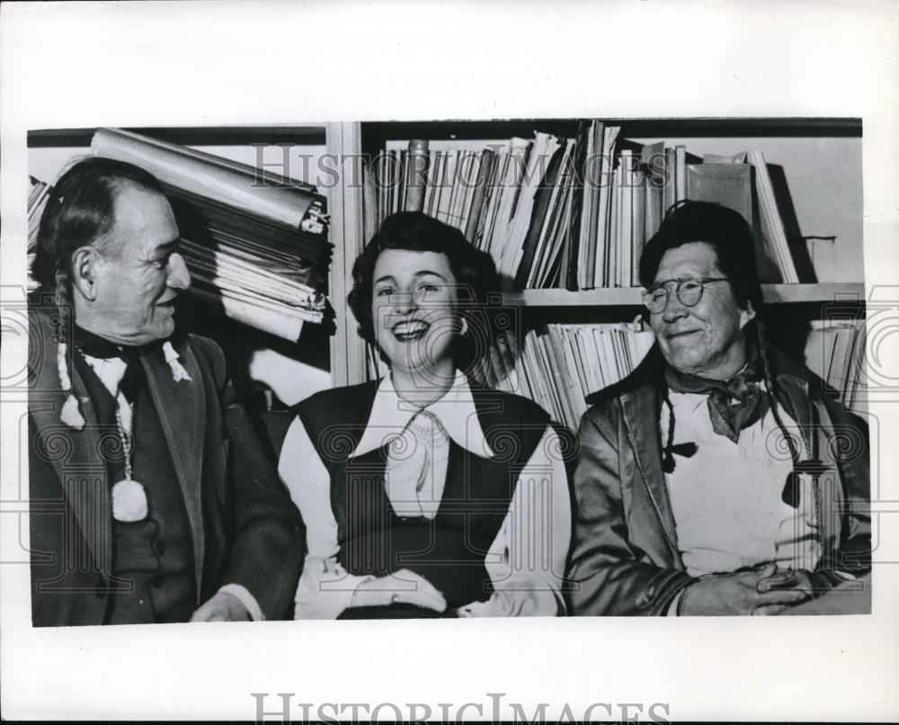 1956 Press Photo Charles Crowchief and Blackfoot Louis Plenty Treaty - Historic Images