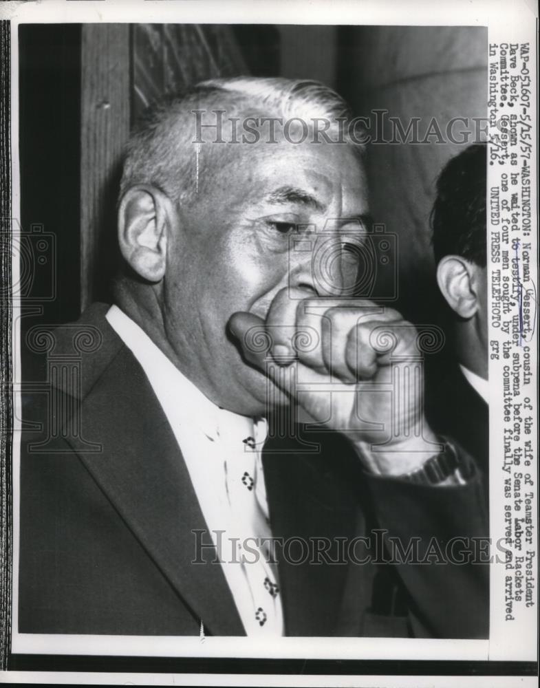 1957 Press Photo D.C. Norman Gessert, cousin of wife of Teamster Pres D Beck - Historic Images