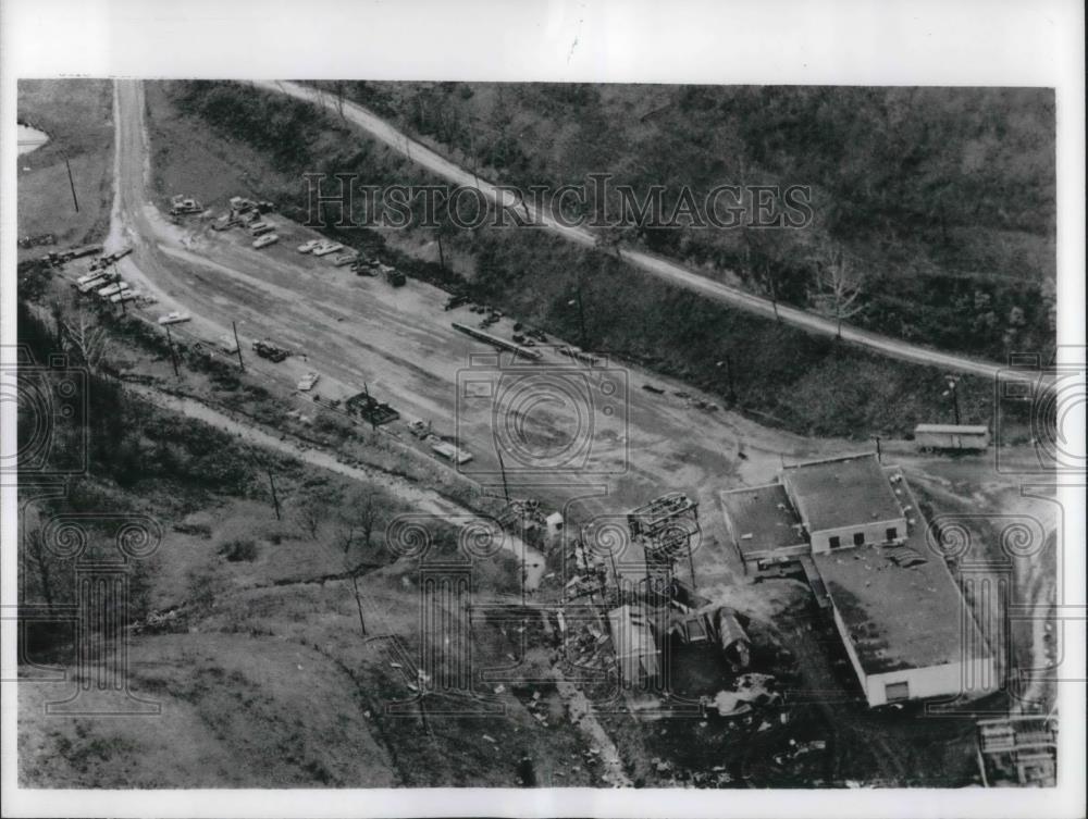 1966 Press Photo Aerial View of Explosion-Ravaged mannington no. 9 mine W. VA - Historic Images