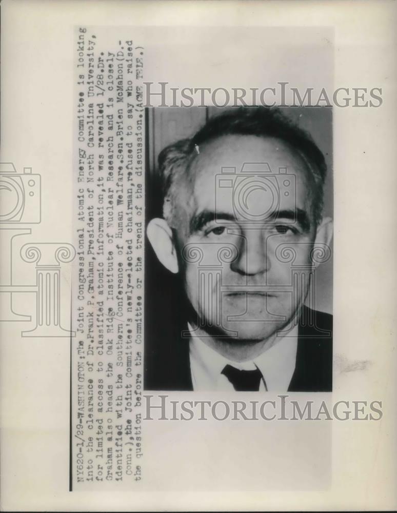 1948 Press Photo Dr. Frank P. Graham, President of North Carolina University - Historic Images