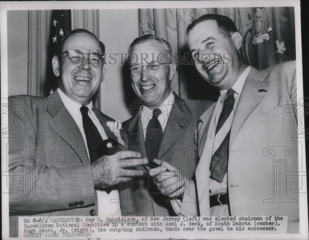 1949 Press Photo GOP leaders Guy Gabrielson, Azel Beck, Hugh Scott Jr - Historic Images