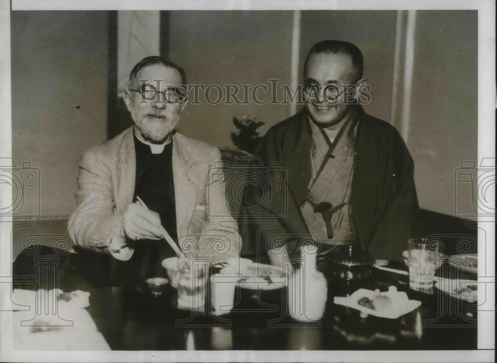 1933 Press Photo Exchange Views on the Manchurian Problems H.Gowen, C.Ohashi - Historic Images