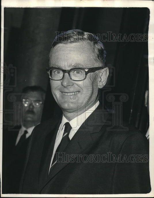 1969 Press Photo London, Prof. Karl Schiller of Germany at Lancaster house - Historic Images