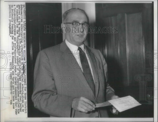 1956 Press Photo Counsel for House District Subcommittee William E. Gerber - Historic Images