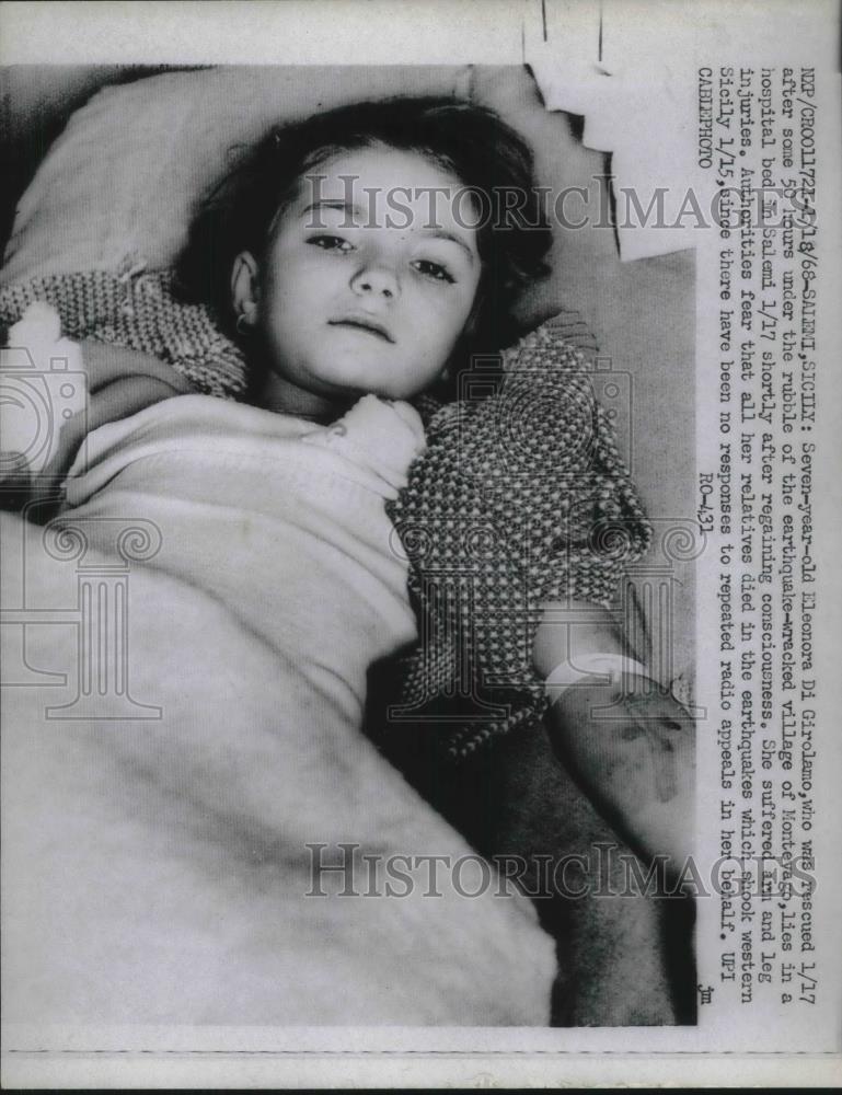 1968 Press Photo Eleonora Girolamo was rescued after 50 hours under rubble. - Historic Images