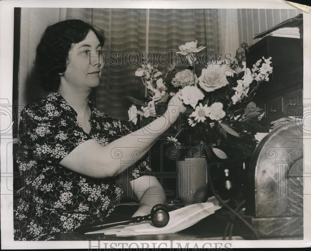 1938 Press Photo Mrs Mirian Albee Schindler Attorney at Her Desk - nec30881 - Historic Images