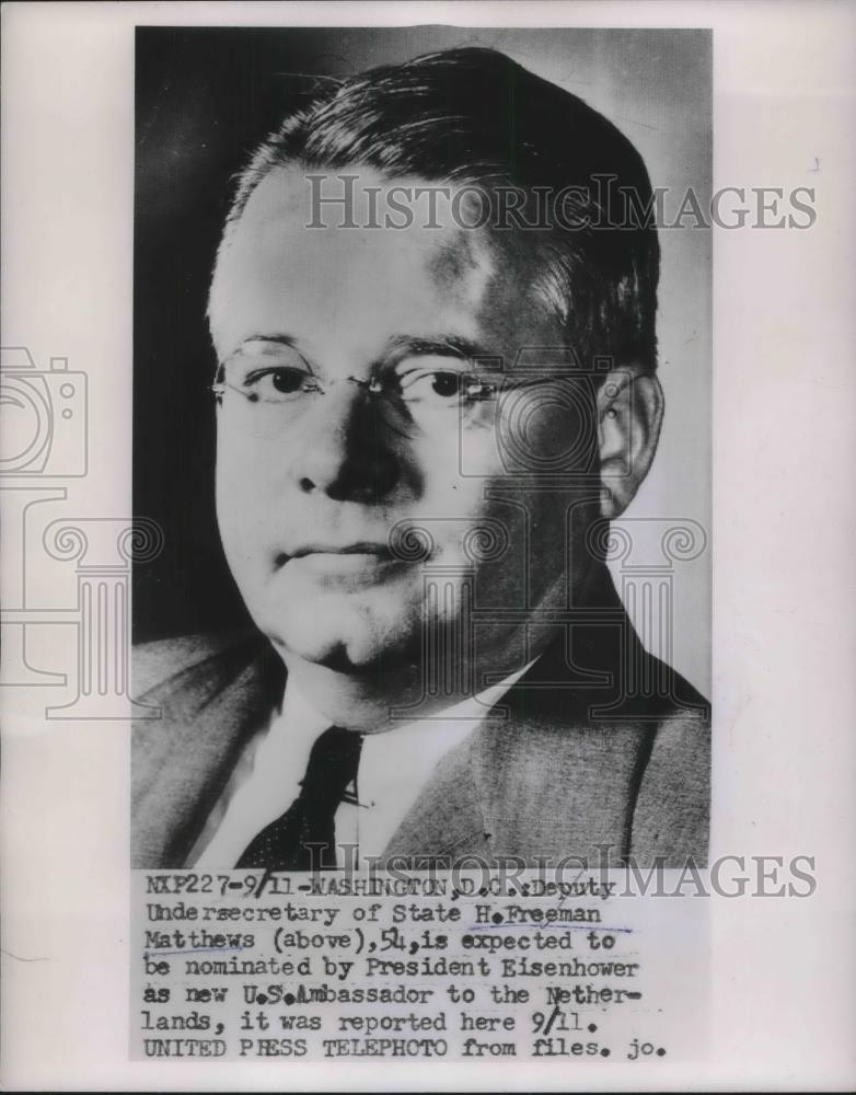 1953 Press Photo Deputy Undersecretary of State H. Freeman Matthews - nec36057 - Historic Images