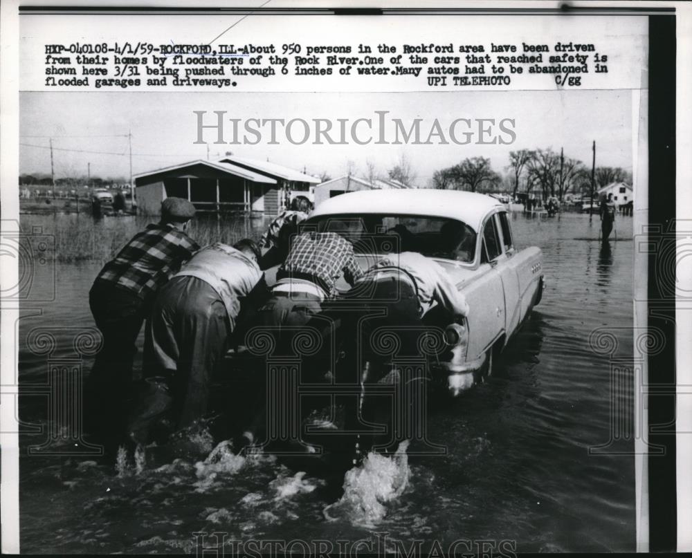 1959 Press Photo Rockford Flood, 950 people driven from their homes - nec31156 - Historic Images