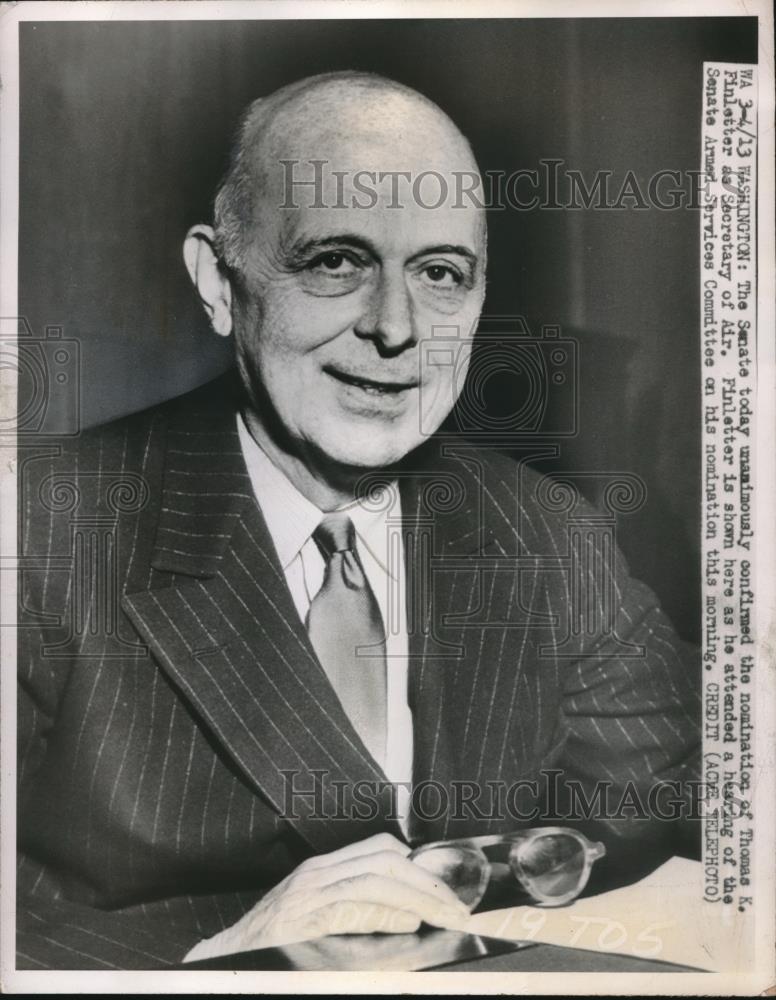 1950 Press Photo D.C. Thomas K Finletter, Sec of Air - nec32610 - Historic Images