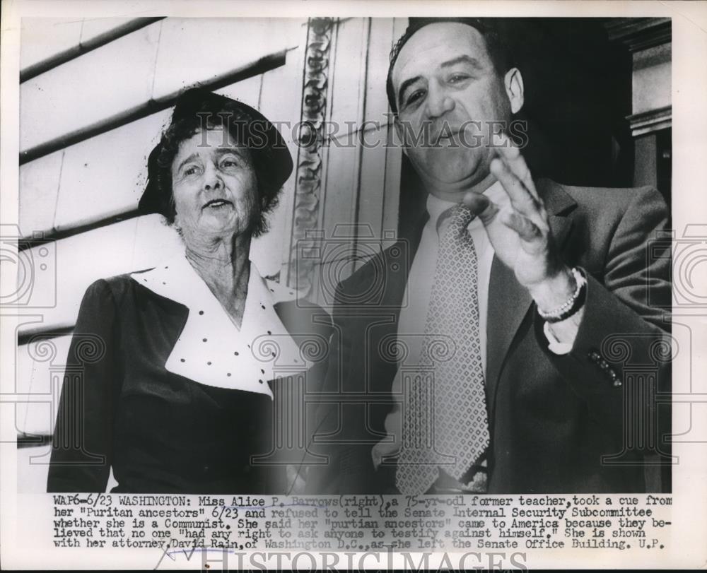 1953 Press Photo Alice Barrows Suspected Communist With Puritan Ancestors - Historic Images