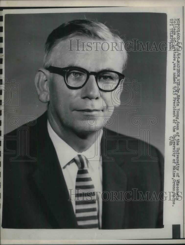 1965 Press Photo Dr. Edwin Young was named President of University of Maine. - Historic Images