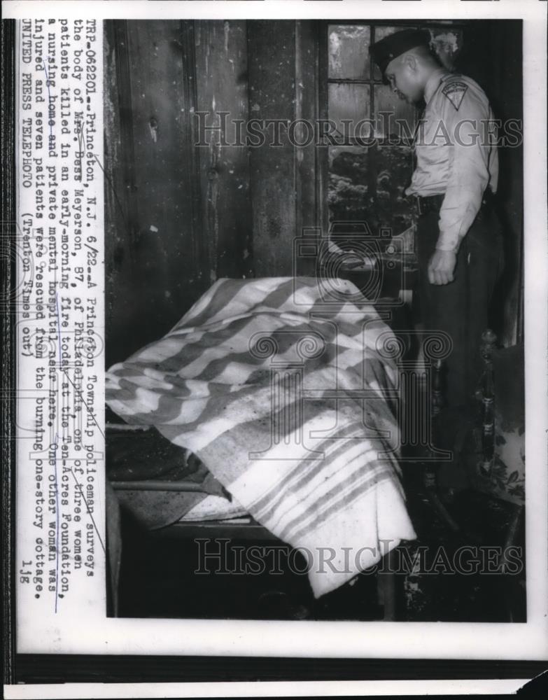 1956 Press Photo Mrs Bass Meyerson Dies In Nursing Home Fire - nec39455 - Historic Images