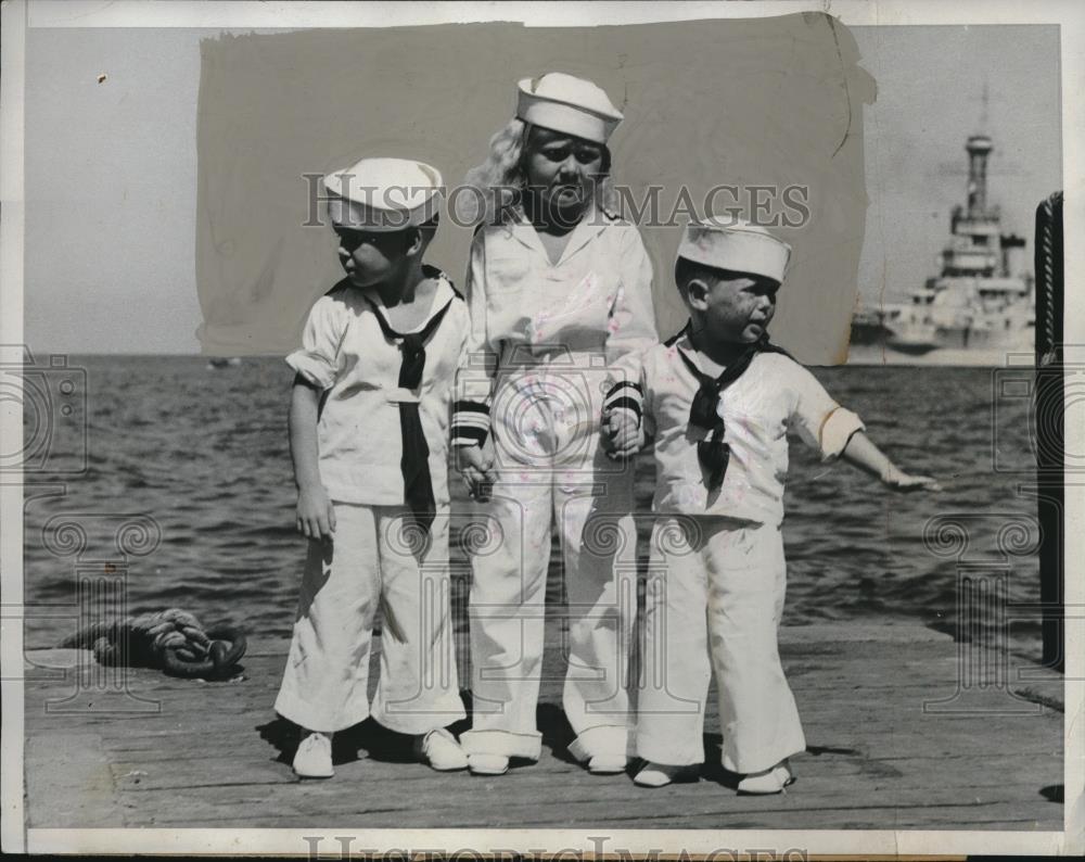 1933 Press Photo Mac, Juanita, and Bill Moore Grandchildren Adm. William A. - Historic Images