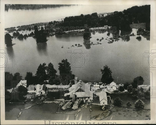 1933 Press Photo Governor's Island Columbia River Vancouver Washington Flood - Historic Images